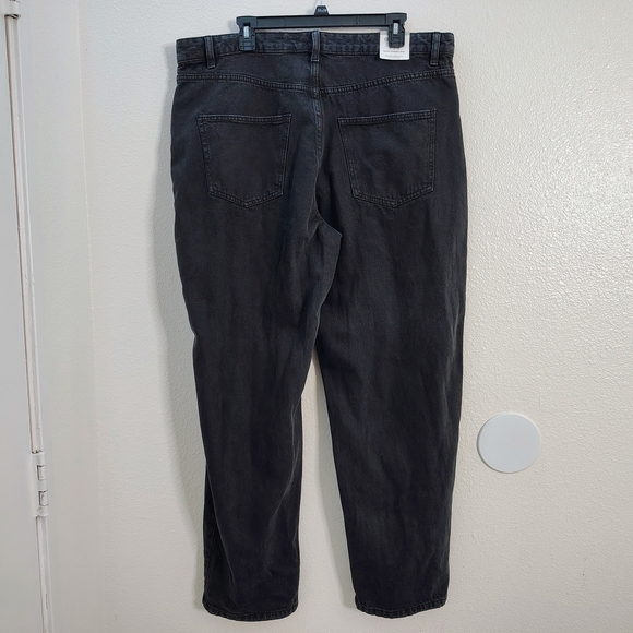 Cotton On Women's Midnight Black Curve Baggy Straight Leg Jeans Sz 12 High Rise - Picture 8 of 14